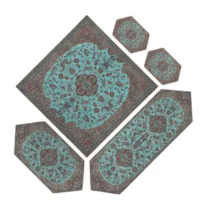 ست 5 تکه رومیزی ترمه مدل شاه عباسی کد Shsbz5.5