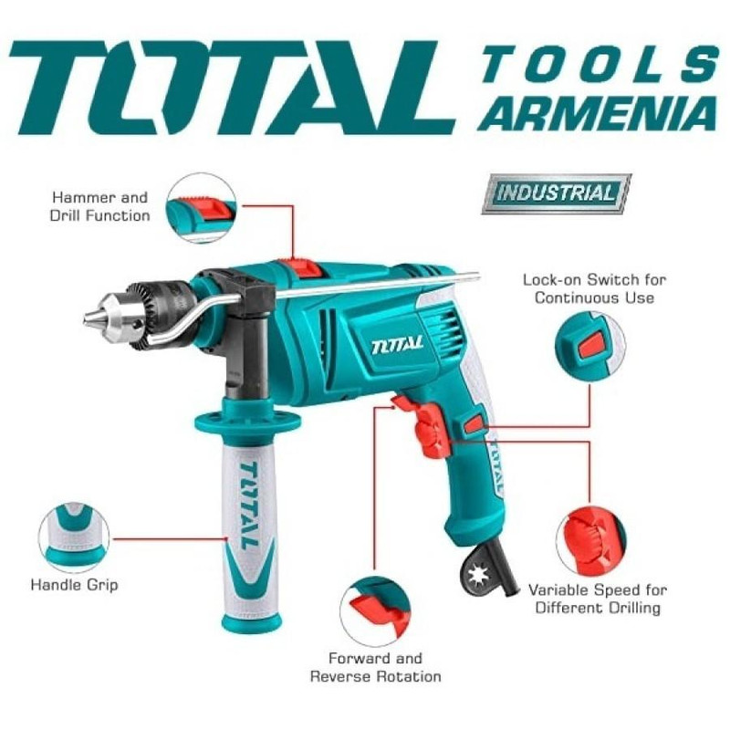 دریل چکشی توتال مدل TG109136