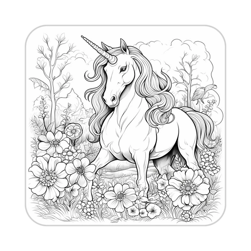 زیر لیوانی کاکتی طرح اسب تک شاخ و یونیکورن مدل mp31829