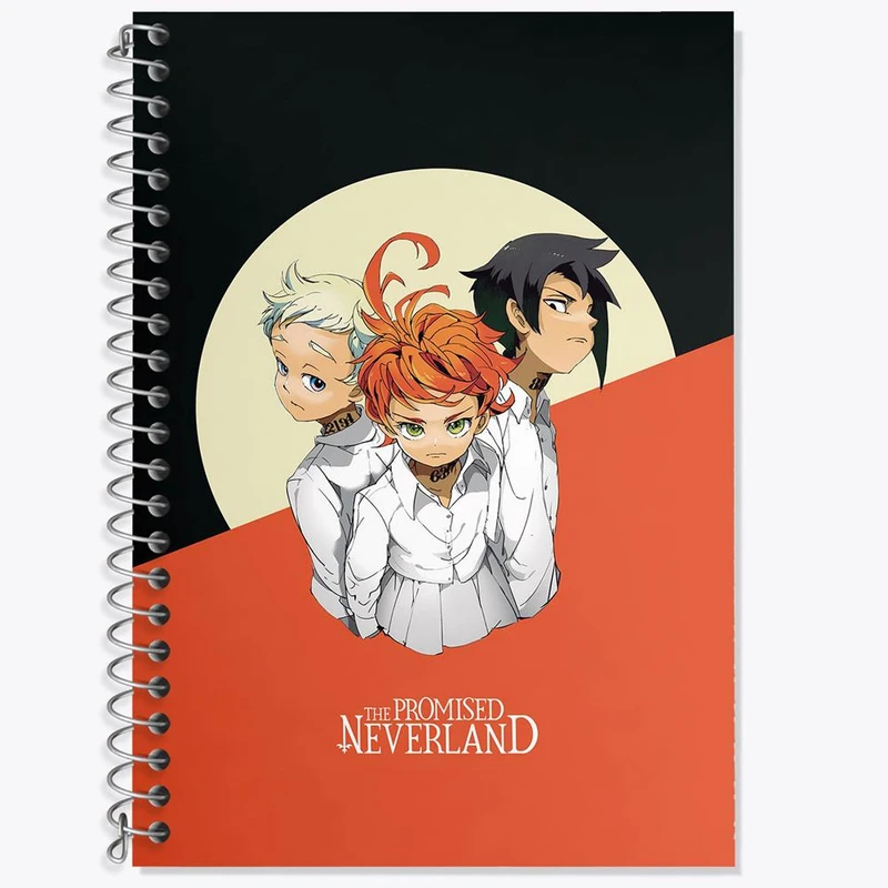 دفتر زبان 50 برگ خندالو مدل دو خط طرح انیمه ناکجا آباد موعود Promised Neverland کد 10119