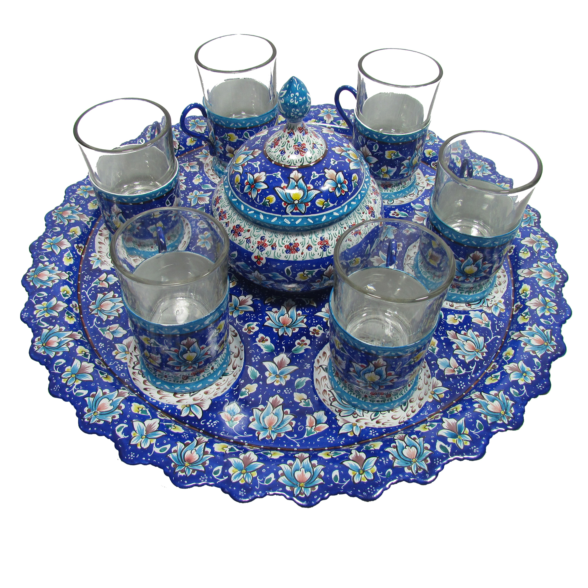 سرویس چای خوری 8 پارچه میناکاری مدل تمام پرداز کد 502