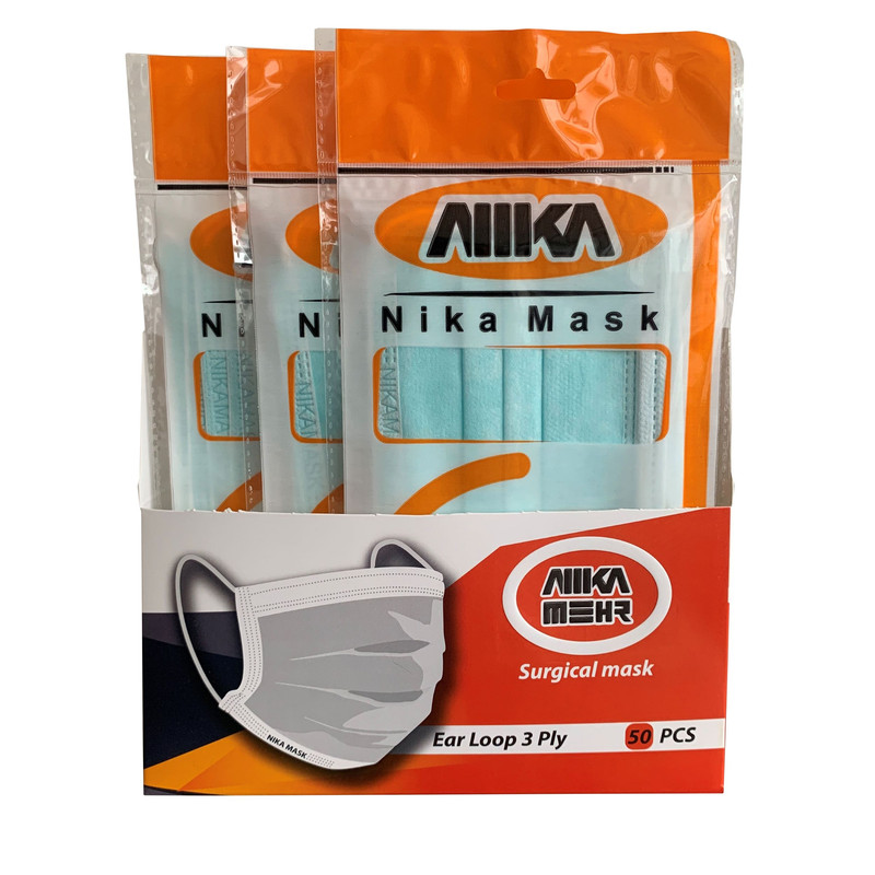 ماسک تنفسی نیکا مدل ملت بلون دار سه لایه 3P-1400G بسته 50 عددی