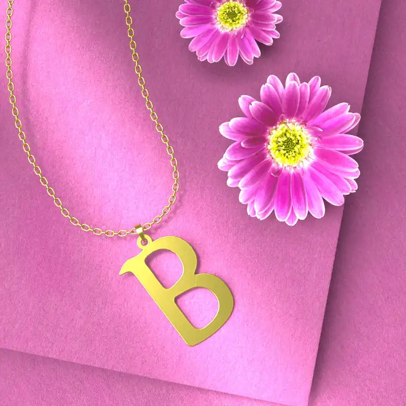 گردنبند طلا 18 عیار زنانه مدوپد مدل حرف B کد H3-1-1314