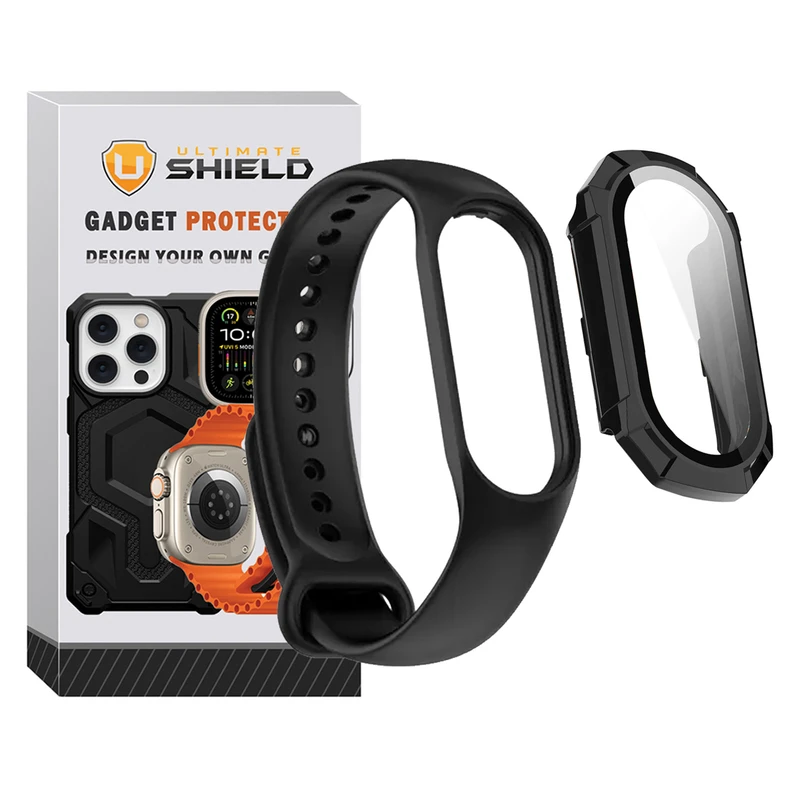 بند آلتیمیت شیلد مدل Mi7 GRD BL مناسب برای ساعت هوشمند شیائومی Mi Band 7 به همراه کاور