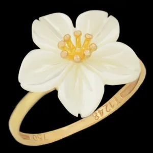 انگشتر طلا 18 عیار زنانه طلای مستجابی مدل گل صدف کد 670183