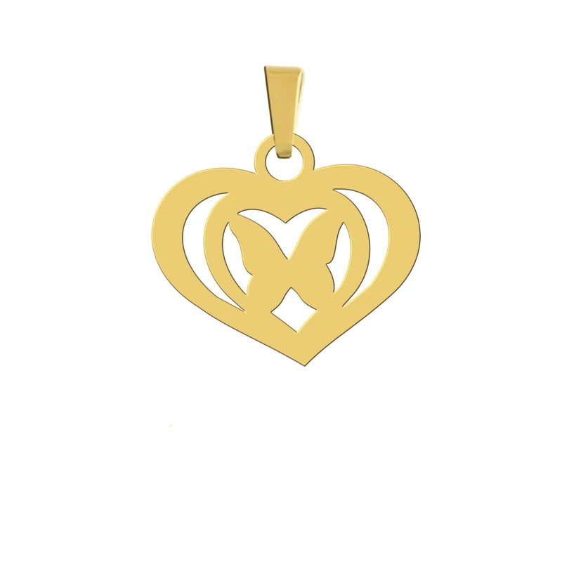 آویز گردنبند هایکا مدل قلب و پروانه کد a.h 22