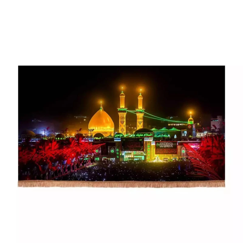 پرچم خدمتگزاران مدل کتیبه محرم طرح حرم حضرت ابالفضل العباس و بین الحرمین کد 40002951