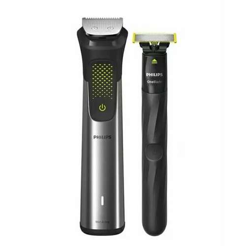 ماشین اصلاح موی سر و صورت فیلیپس مدل MG9553 به همراه ماشین اصلاح وان بلید، اصلاح به صورت صفر زن، خط زن و حجم زن، منبع انرژی با باتری، تکنولوژی اصلاح به صورت تریمر، اندازه اصلاح 0.2 میلی‌متر، مدت زمان شارژ 60 دقیقه و مدت زمان استفاده پس از شارژ 120 دقیقه