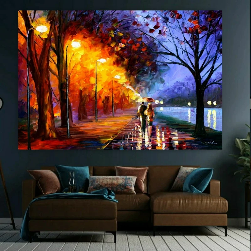 پوستر پارچه ای طرح شب عاشقانه بارانی کد SDP1481