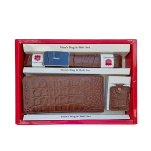 ست هدیه مردانه مدل چرم طبیعی کروکو