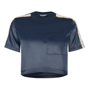 کراپ بلوز آستین کوتاه یقه گرد زنانه لوسیفر مدل W23208-07