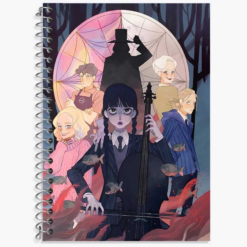 دفتر زبان 50 برگ خندالو مدل سه خط طرح ونزدی (Wednesday) کد N2705