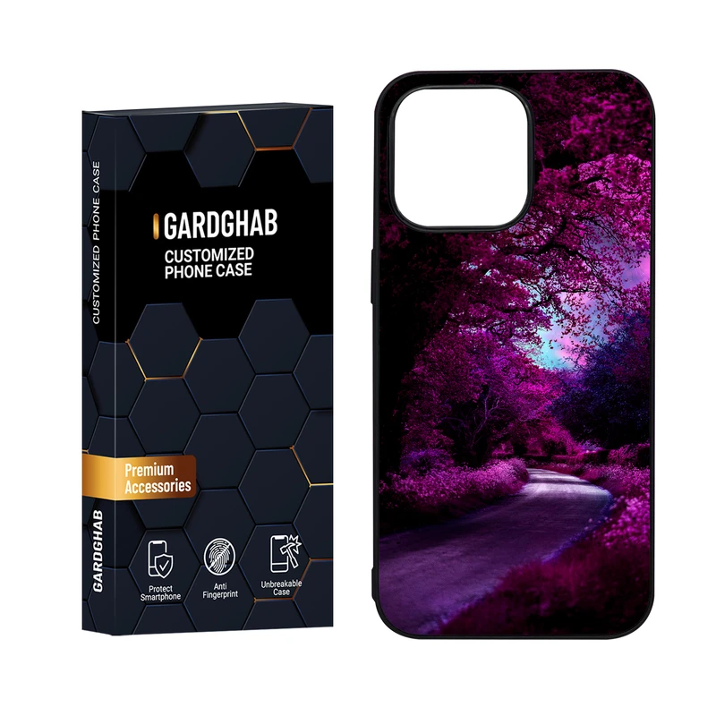 کاور گارد قاب مدل دور ژله ای پشت گلس منظره و طبیعت مناسب برای گوشی موبایل اپل iPhone 15 Pro Max