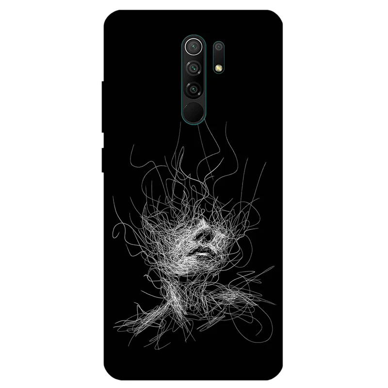 کاور مگافون طرح اسکچ صورت مدل 7423 مناسب برای گوشی موبایل شیائومی Redmi 9