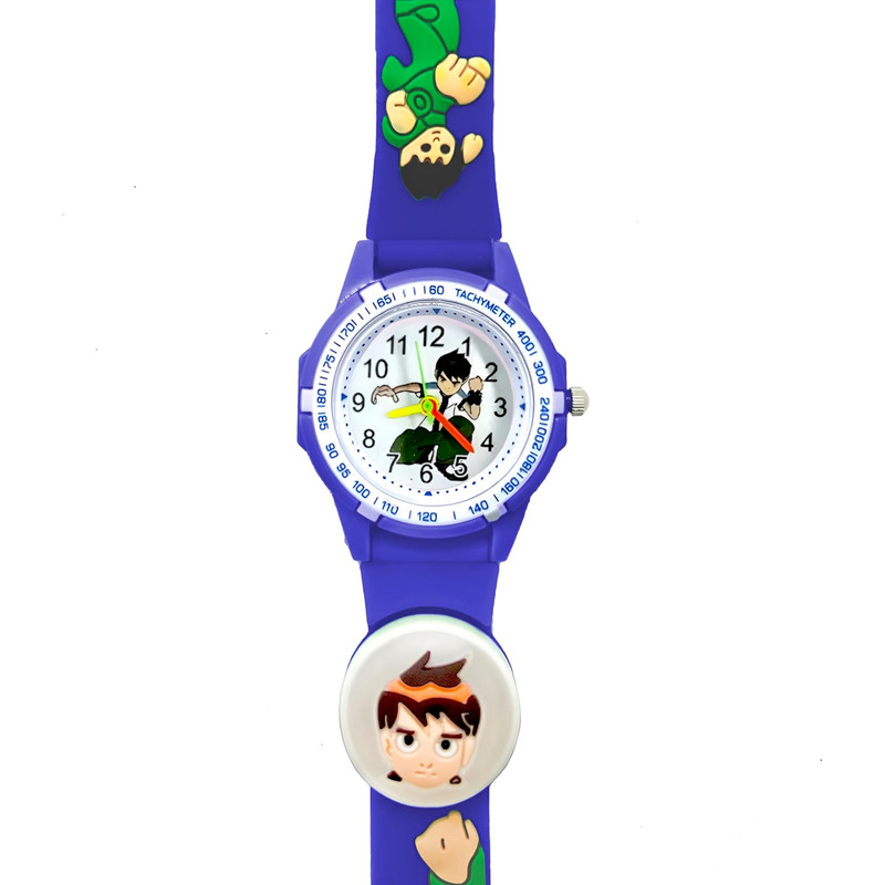 ساعت  مچی عقربه ای پسرانه مدل چراغدار بند سیلیکونی ضد حساسیت طرح بن‌تن کد 3