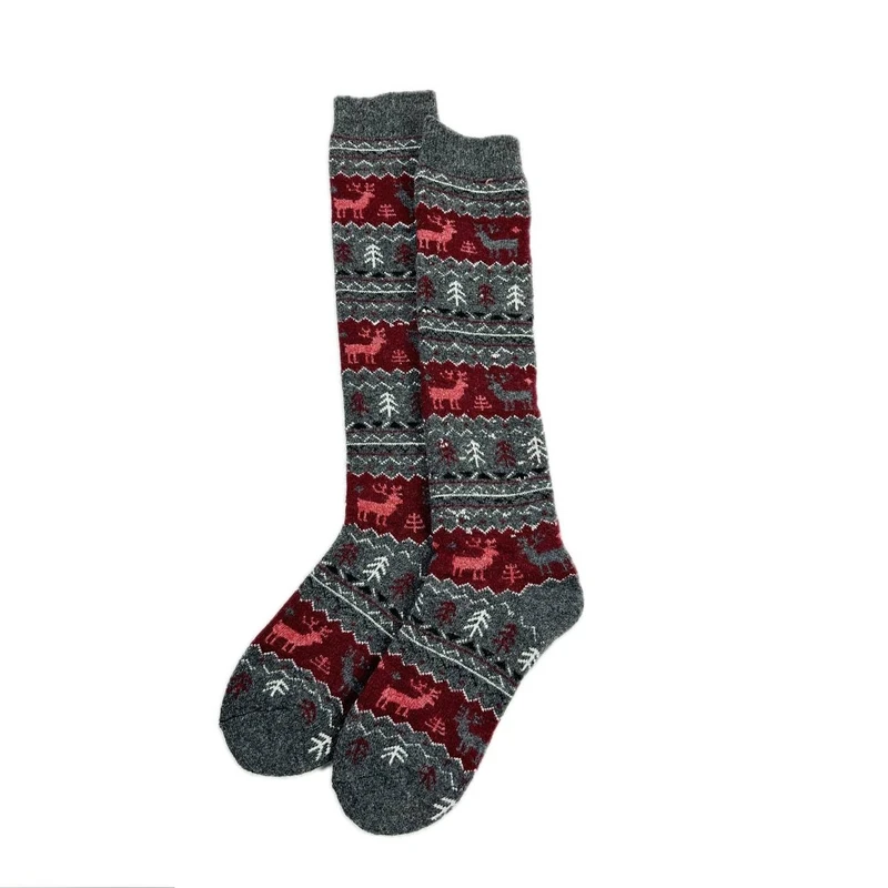 جوراب ساق بلند زنانه مدل زیر زانو پشمی حوله ای گوزنی