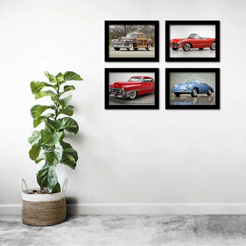 تابلو مدل ماشین طرح خودروهای کلکسیونی  کد km-classic -1 مجموعه 4 عددی