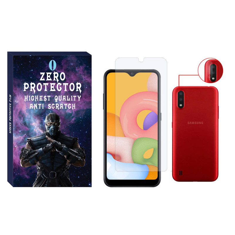 محافظ صفحه نمایش زیرو مدل SDHZ-01 مناسب برای گوشی موبایل سامسونگ Galaxy A01 به همراه محافظ لنز دوربین