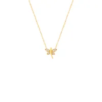 گردنبند طلا کم اجرت 18 عیار زنانه با زنجیر حلقه&zwnj;ای (فلامینگو) سایا گلد مدل سنجاقک کد WN1544