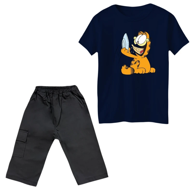 ست تی‌شرت و شلوارک پسرانه مدل گارفیلد کد 12