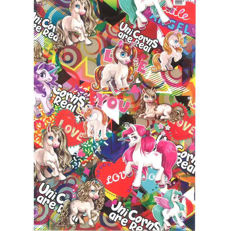 کاغذ کادو طرح یونیکورن کد NGHK بسته 3 عددی