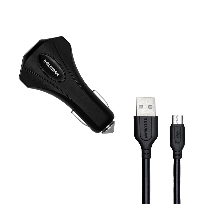 شارژر فندکی کلومن مدل KC - C210 به همراه کابل تبدیل MICROUSB
