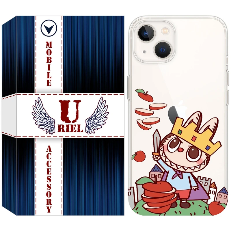 کاور یوریل قاب مدل Clear کد 115 طرح لبوبو Labubu مناسب برای گوشی موبایل اپل iPhone 13 mini