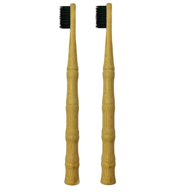 مسواک بامبو مدل چوبی با برس متوسط مجموعه 2 عددی