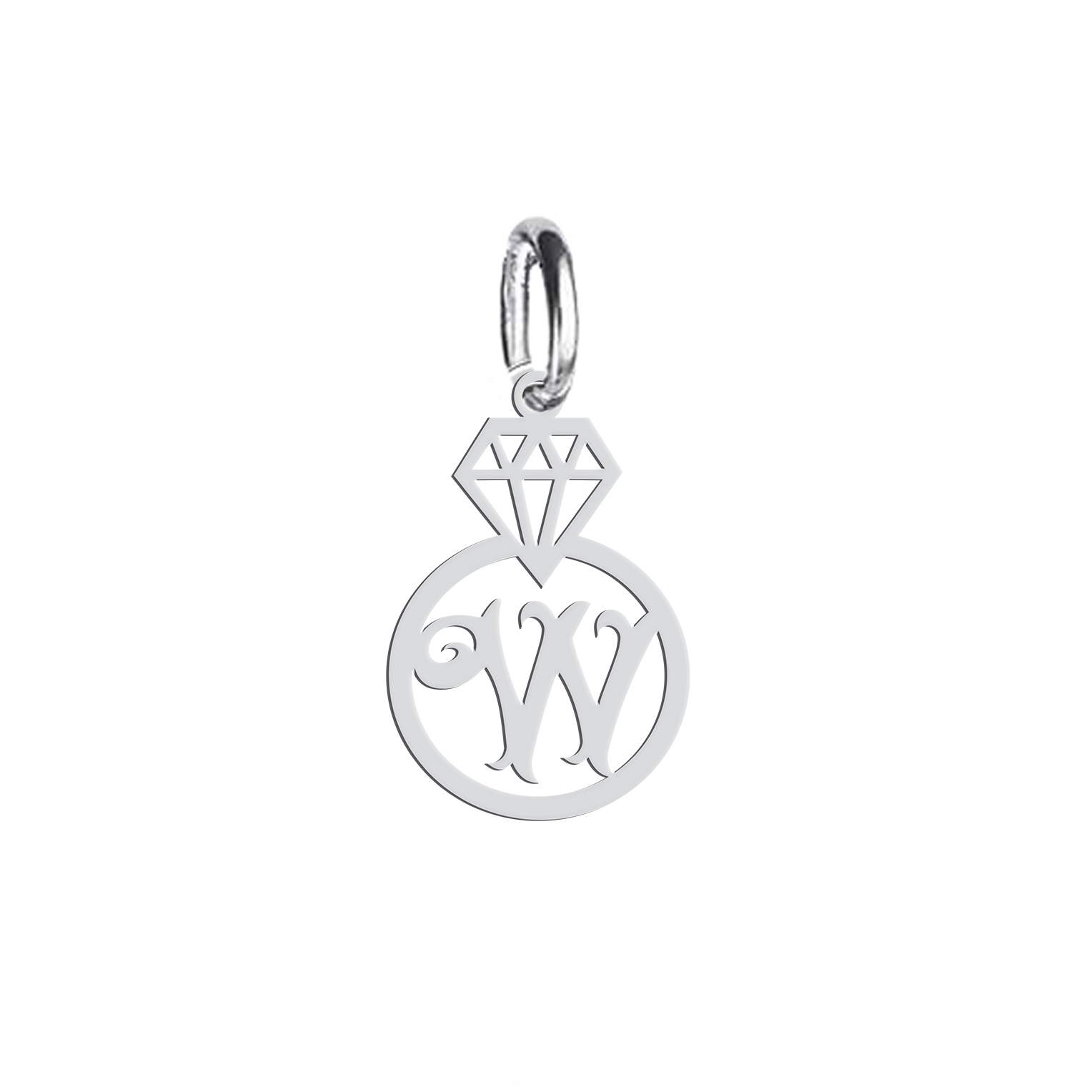 آویز گردنبند هایکا طرح الماس و حرف W مدل ha 857