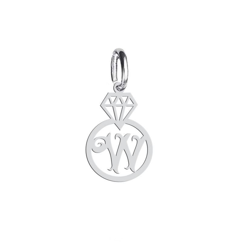آویز گردنبند نقره هایکا طرح الماس و حرف W مدل n.ha 857 آویز گردنبند نقره هایکا طرح الماس و حرف W مدل n.ha 857