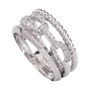 انگشتر زنانه ملک زیور مدل دیوید یورمن سه ردیفه 