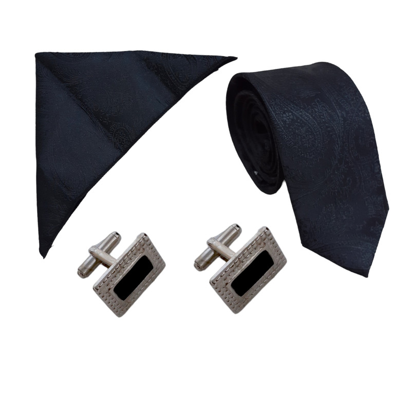 ست کراوات و دستمال جیب و دکمه سردست مردانه مدل SERGIO کد 04