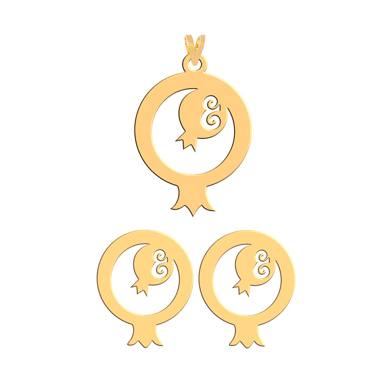 نیم ست طلا 18 عیار زنانه فرشته مدل انار  WHSL-000101