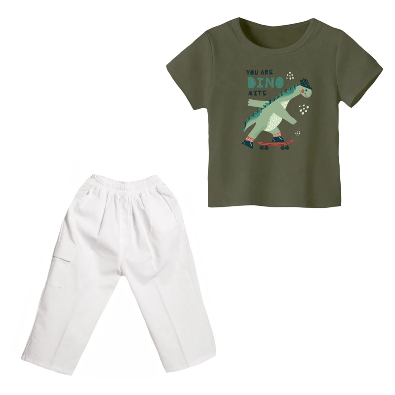 ست تی شرت و شلوارک پسرانه مدل دایناسور کد ۲۸