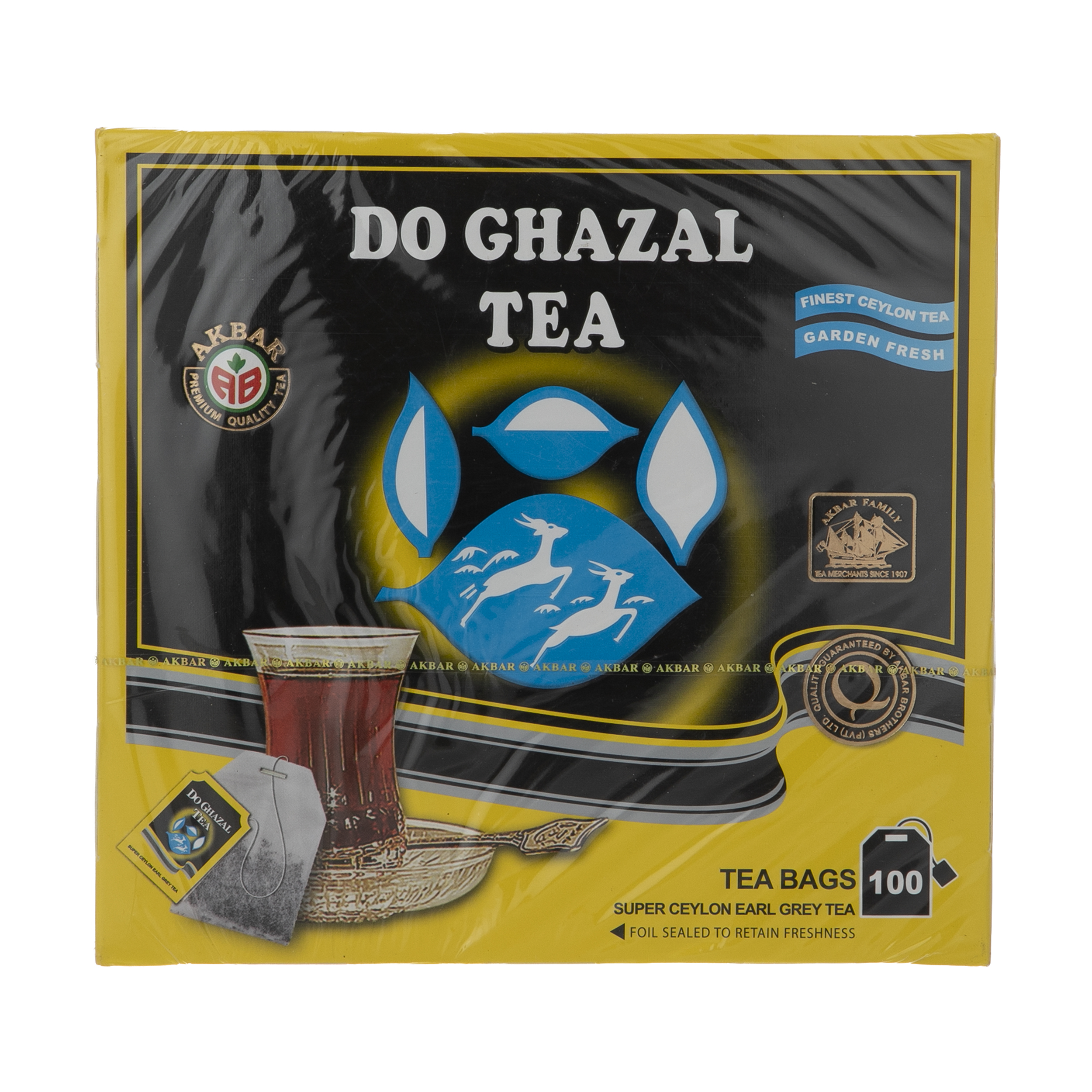 چای کیسه ای دو غزال مدل Earl Grey بسته 100 عددی