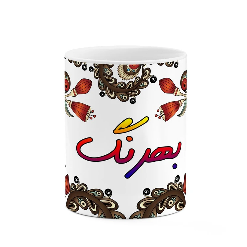 ماگ کاکتی مدل اسم بهرنگ طرح سنتی گل و بته کد mgh44232