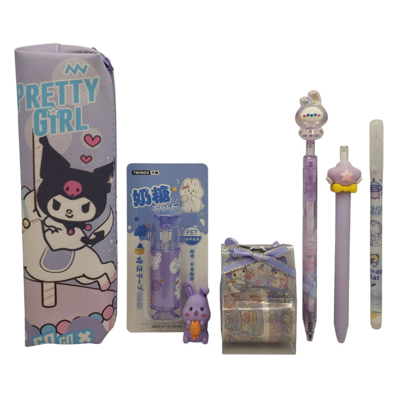 بسته لوازم تحریر مدل خرگوش و کرومی مجموعه 7 عددی