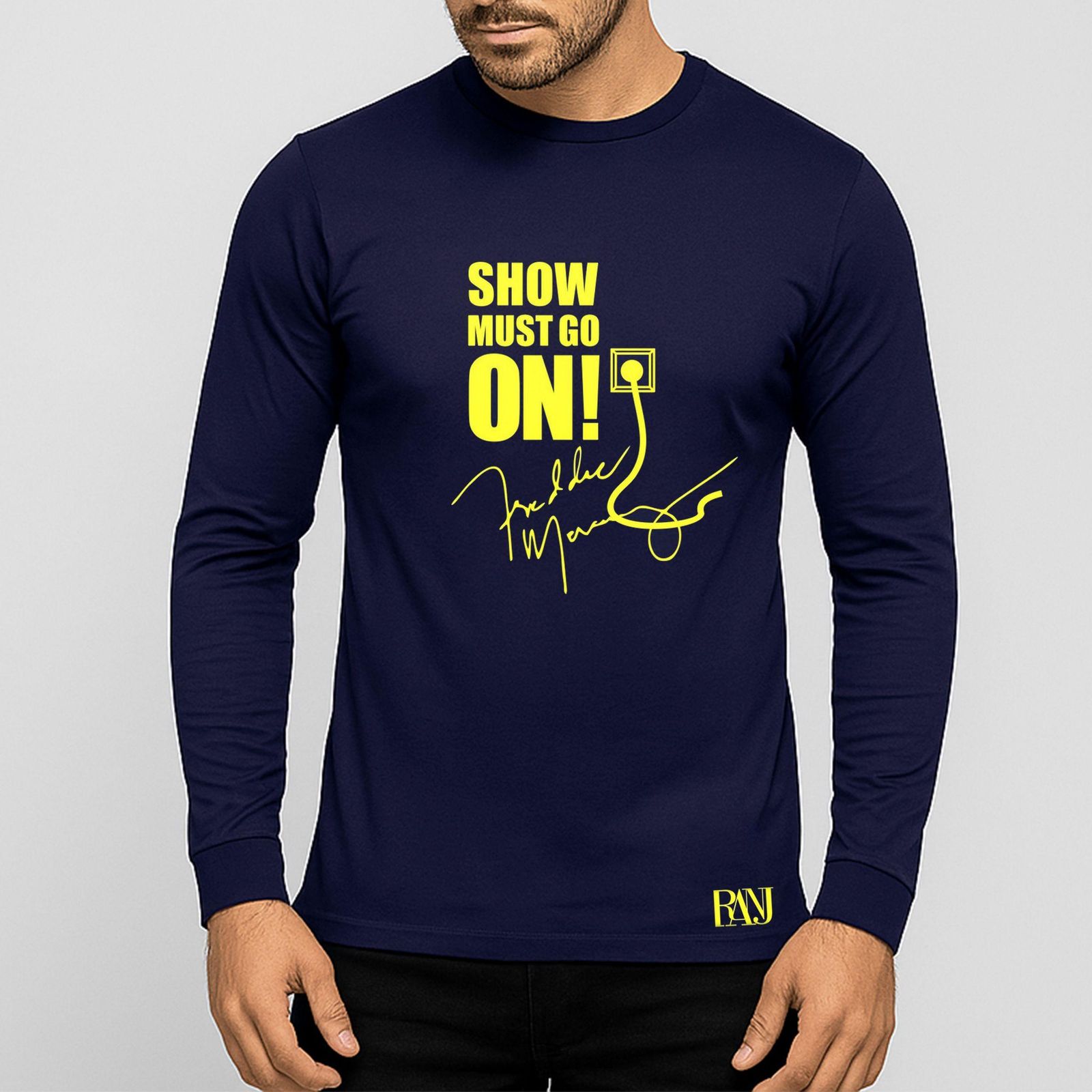 تی شرت آستین بلند مردانه رانژ مدل 23RA01D01M-3142-01 رنگ سرمه ای -  - 1