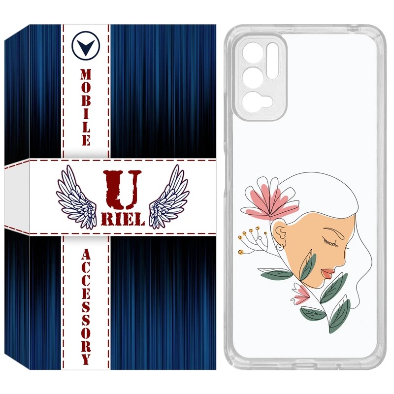 کاور یوریل مدل Clear کد 53 طرح صورت زن مناسب برای گوشی موبایل شیائومی Redmi Note 10 5G / Note 11SE / Poco M3 Pro