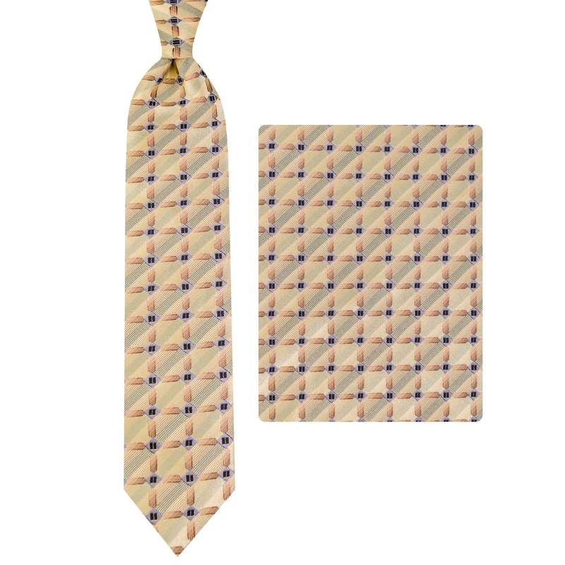 ست کراوات و دستمال جیب مردانه مدل GF-ST1542-GO 