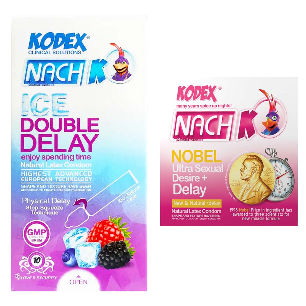 کاندوم ناچ کدکس مدل Ice Double Delay بسته 12 عددی به همراه کاندوم مدل Nobel Desire Delay بسته 3 عددی