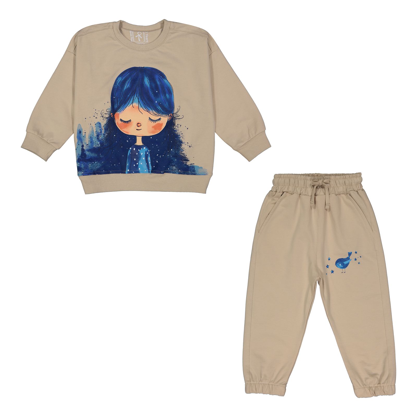 ست سویشرت و شلوار دخترانه سون پون مدل G879 رنگ کرم -  - 1