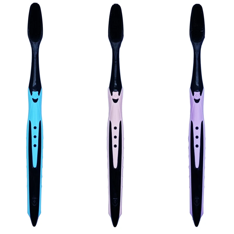 مسواک مکس بیوتی مدل بامبو ذغالی با برس متوسط مجموعه 3 عددی