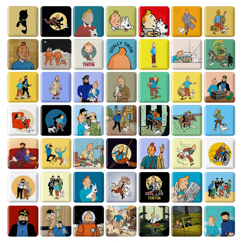 مگنت خندالو طرح تن تن (Tintin) کد 203 مدل مربعی مجموعه 49 عددی