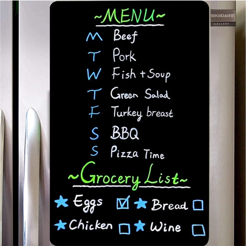 تخته وایت برد مغناطیسی هوم اند فریج مدل انعطاف پذیر سایز 30x20 سانتی متر به همراه ماژیک، هولدر، دستمال تخته پاک کن و استیکر مجموعه 7 عددی