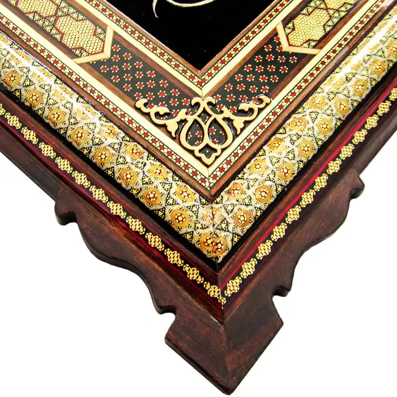 تابلو خاتم کاری طرح گل و مرغ کد 2-5060