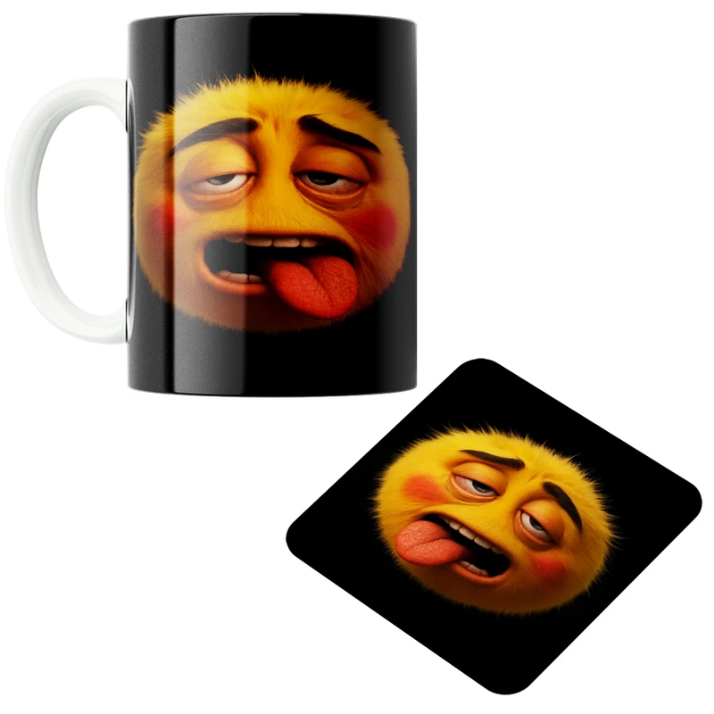 ماگ پاد آفرین مدل ایموجی کد 52 به همراه زیر لیوانی