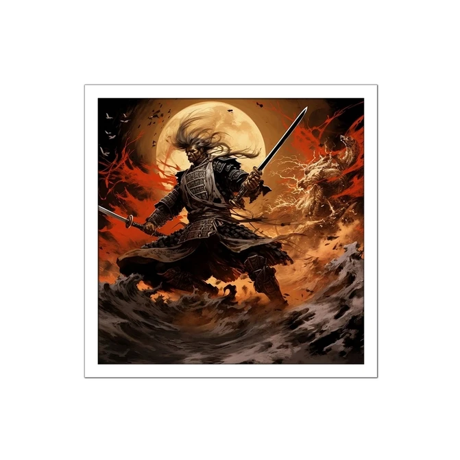 تابلو نوری بکلیت طرح انیمیشن سامورایی مدل لایت باکس W-MID-20840