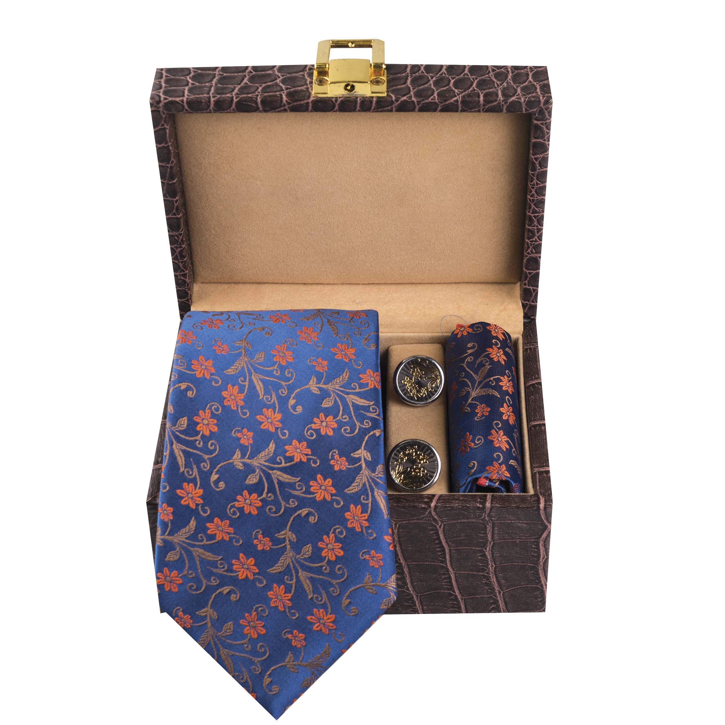 ست کراوات ، دستمال جیب و دکمه سردست مردانه مدل GF-F1262-DB-BOX