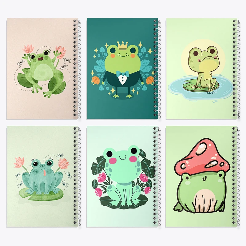 دفتر نقاشی 50 برگ خندالو طرح قورباغه کیوت کد 473 مجموعه 6 عددی